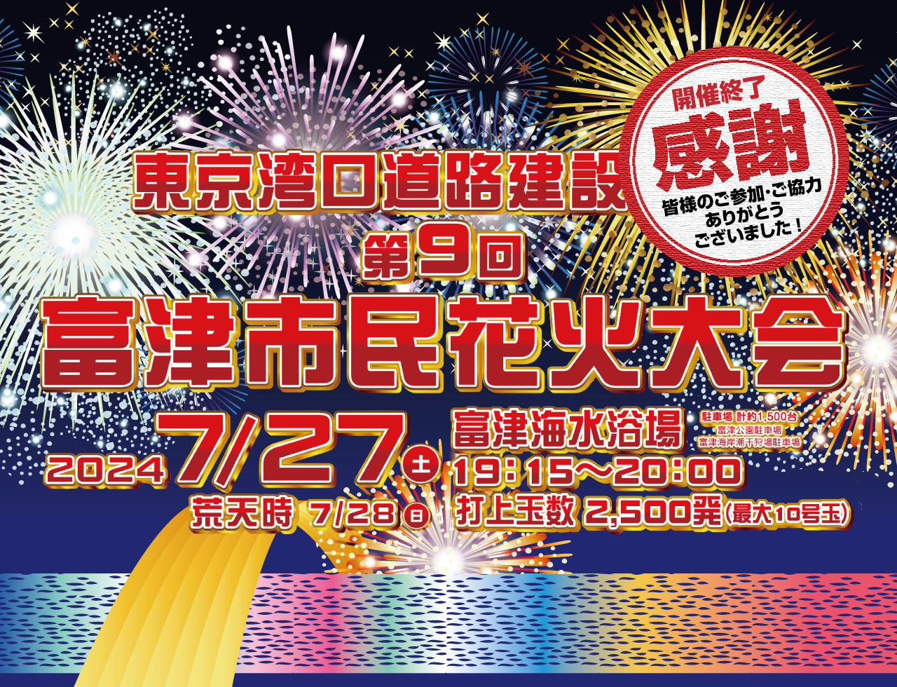 第8回富津市民花火大会終了いたしました。